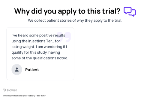 Obesity Patient Testimony for trial: Trial Name: NCT05696847 — Phase 1