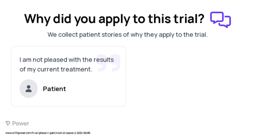 Parkinson's Disease Patient Testimony for trial: Trial Name: NCT04922190 — Phase 1