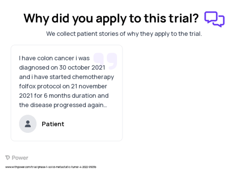 Metastatic Tumor Patient Testimony for trial: Trial Name: NCT05479812 — Phase 1