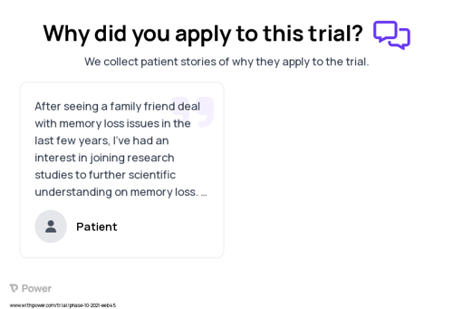 Memory Patient Testimony for trial: Trial Name: NCT04402294 — N/A