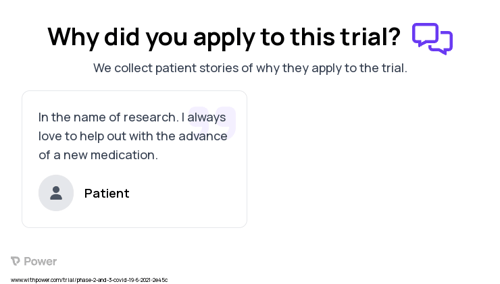 Coronavirus Patient Testimony for trial: Trial Name: NCT04924660 — Phase 2 & 3