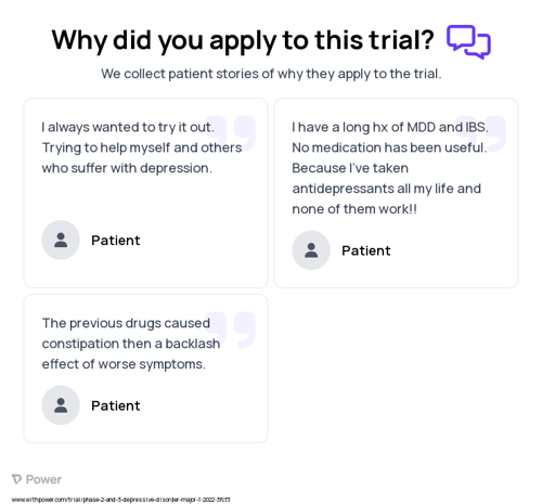 Depression Patient Testimony for trial: Trial Name: NCT05174273 — Phase 2 & 3