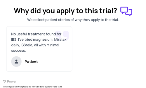 Irritable Bowel Syndrome Patient Testimony for trial: Trial Name: NCT05519683 — Phase 2 & 3