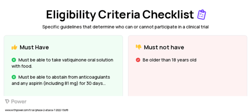 Vatiquinone (Other) Clinical Trial Eligibility Overview. Trial Name: NCT05485987 — Phase 2