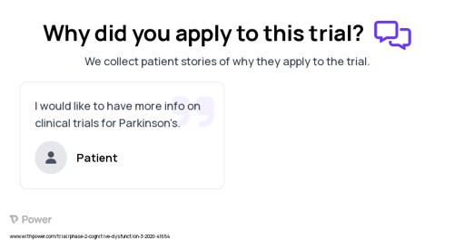 Parkinson's Disease Patient Testimony for trial: Trial Name: NCT03836950 — Phase 1 & 2