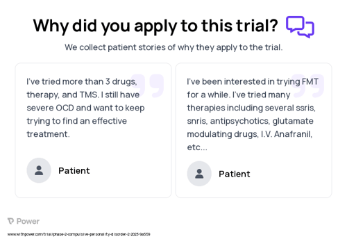 Obsessive-Compulsive Disorder Patient Testimony for trial: Trial Name: NCT05720793 — Phase 2