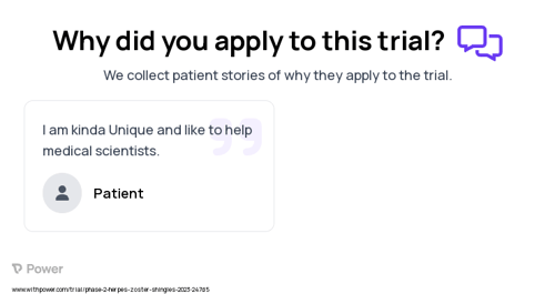 Shingles Patient Testimony for trial: Trial Name: NCT05703607 — Phase 2