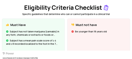 CBD/PEA (Cannabinoid) Clinical Trial Eligibility Overview. Trial Name: NCT05766969 — Phase 1 & 2
