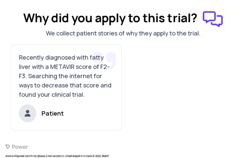 Non-alcoholic Fatty Liver Disease Patient Testimony for trial: Trial Name: NCT05402371 — Phase 2