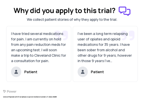 Chronic Pain Patient Testimony for trial: Trial Name: NCT05585229 — Phase 2
