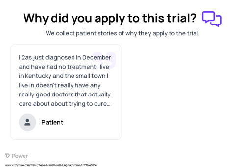 Small Cell Lung Cancer Patient Testimony for trial: Trial Name: NCT03830918 — Phase 1 & 2