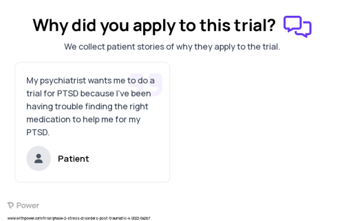 Post-Traumatic Stress Disorder Patient Testimony for trial: Trial Name: NCT05401565 — Phase 2