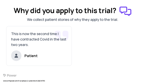 Coronavirus Patient Testimony for trial: Trial Name: NCT04524962 — Phase 1 & 2