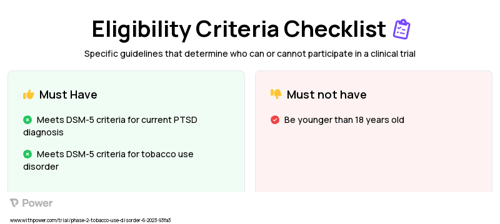 Cognitive Behavioral Therapy for Smoking Cessation (Behavioral Intervention) Clinical Trial Eligibility Overview. Trial Name: NCT05723588 — Phase 2