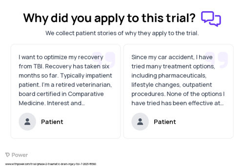 Traumatic Brain Injury Patient Testimony for trial: Trial Name: NCT05616910 — Phase 2