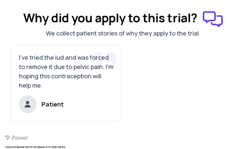 Birth Control Patient Testimony for trial: Trial Name: NCT04626596 — Phase 3
