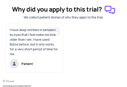 Frown Lines Patient Testimony for trial: Trial Name: NCT05146999 — Phase 3