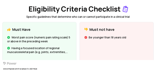 Tibetree Pain Relieving Plaster (Herbal Medicine) Clinical Trial Eligibility Overview. Trial Name: NCT04916249 — Phase 2