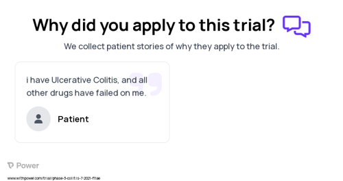 Ulcerative Colitis Patient Testimony for trial: Trial Name: NCT04624230 — Phase 3
