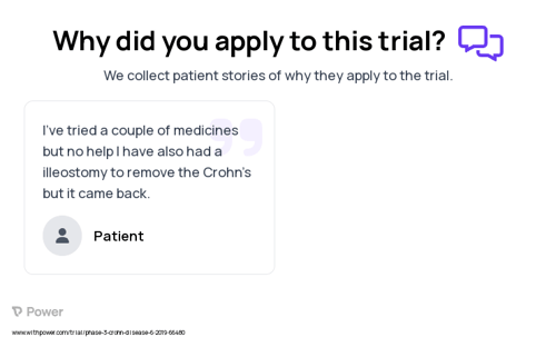 Crohn's Disease Patient Testimony for trial: Trial Name: NCT03926130 — Phase 3
