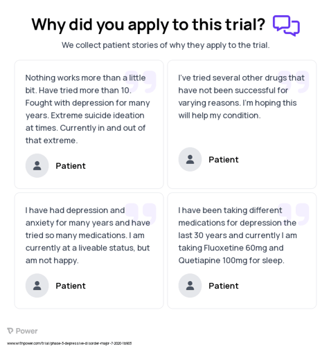 Depression Patient Testimony for trial: Trial Name: NCT04116528 — Phase 3
