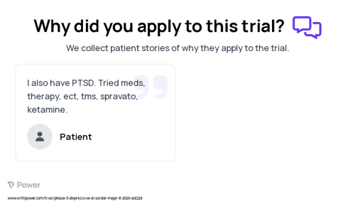 Major Depressive Disorder Patient Testimony for trial: Trial Name: NCT04533529 — Phase 3