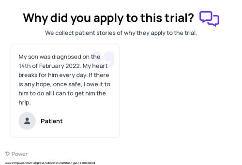Type 1 Diabetes Patient Testimony for trial: Trial Name: NCT04270942 — Phase 2