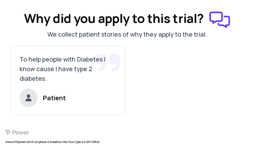 Type 2 Diabetes Patient Testimony for trial: Trial Name: NCT03199053 — Phase 3
