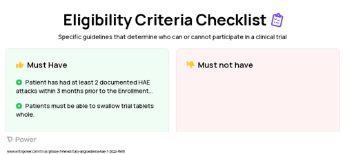 KVD900 (Bradykinin B2 receptor antagonist) Clinical Trial Eligibility Overview. Trial Name: NCT05505916 — Phase 3