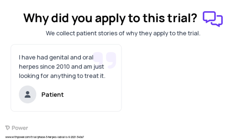 Cold Sores Patient Testimony for trial: Trial Name: NCT05098938 — Phase 3