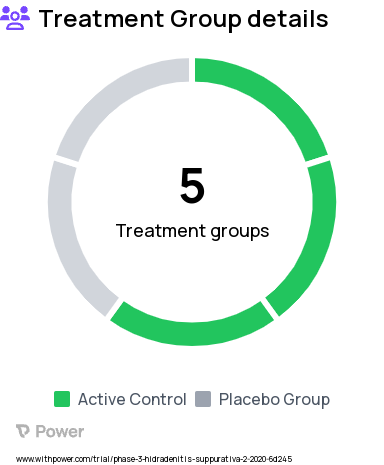 Hidradenitis Suppurativa Research Study Groups: secukinumab 2 HiSCR Responder, secukinumab 1 HiSCR Responder, placebo 2 HiSCR Responder, HiSCR non-responders, placebo 1 HiSCR Responder