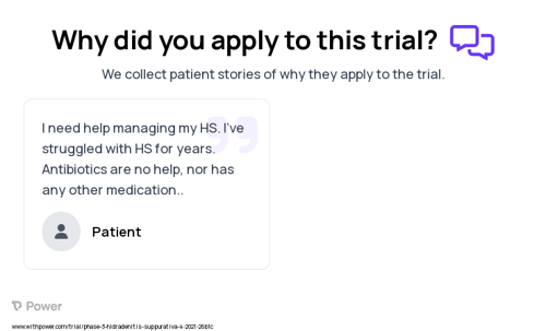 Hidradenitis Suppurativa Patient Testimony for trial: Trial Name: NCT04901195 — Phase 3