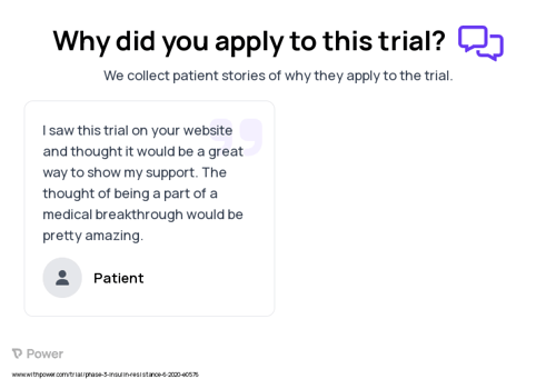 Insulin Sensitivity Patient Testimony for trial: Trial Name: NCT04264897 — Phase 3