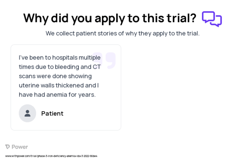Iron-Deficiency Anemia Patient Testimony for trial: Trial Name: NCT05304442 — Phase 3