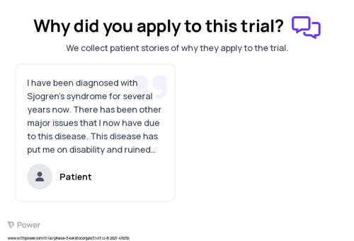 Sjogren's Syndrome Patient Testimony for trial: Trial Name: NCT03953703 — Phase 2