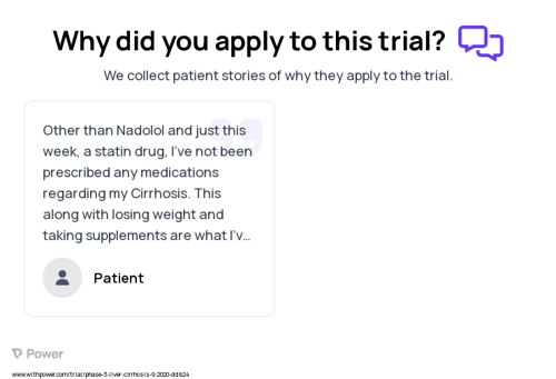 Liver Cirrhosis Patient Testimony for trial: Trial Name: NCT03654053 — Phase 3