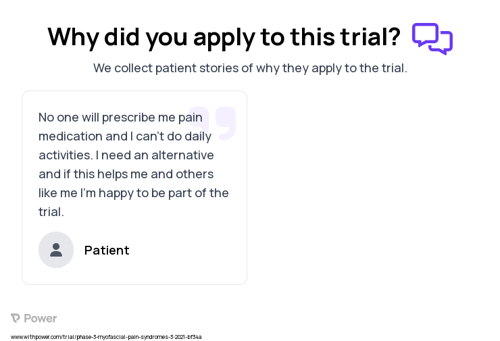 Myofascial Pain Syndrome Patient Testimony for trial: Trial Name: NCT04732507 — Phase 2