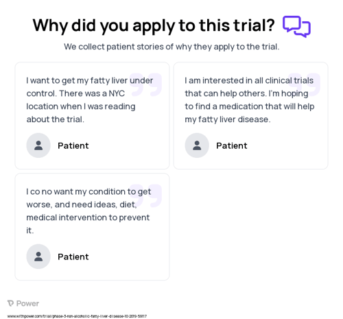 Non-alcoholic Fatty Liver Disease Patient Testimony for trial: Trial Name: NCT04173065 — Phase 2