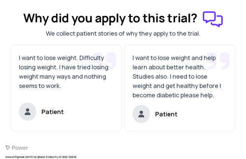Obesity Patient Testimony for trial: Trial Name: NCT05567796 — Phase 3