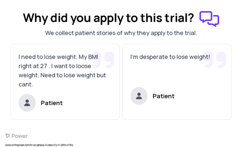 Obesity Patient Testimony for trial: Trial Name: NCT04184622 — Phase 3