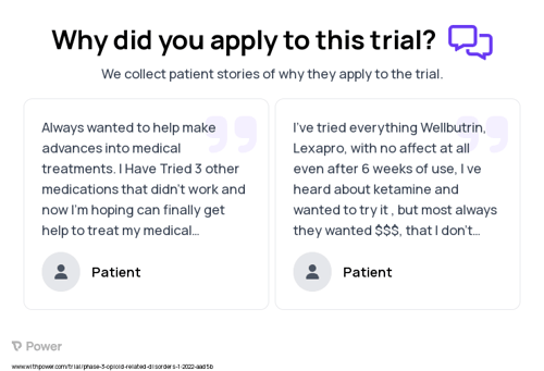Opioid Use Disorder Patient Testimony for trial: Trial Name: NCT05051449 — Phase 1