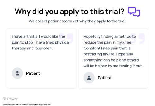 Osteoarthritis Patient Testimony for trial: Trial Name: NCT03203330 — Phase 3