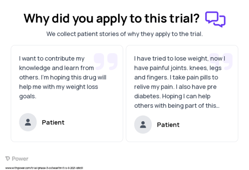 Obesity Patient Testimony for trial: Trial Name: NCT05064735 — Phase 3