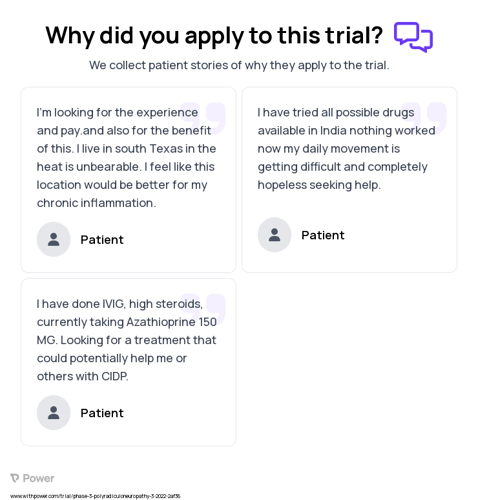 Chronic Inflammatory Demyelinating Polyradiculoneuropathy Patient Testimony for trial: Trial Name: NCT05327114 — Phase 2 & 3