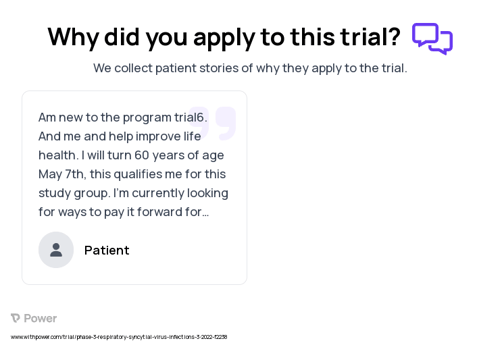 Respiratory Syncytial Virus Patient Testimony for trial: Trial Name: NCT05238025 — Phase 3