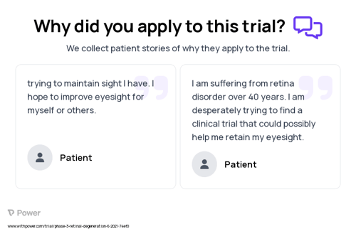 Retinitis Pigmentosa Patient Testimony for trial: Trial Name: NCT04945772 — Phase 2