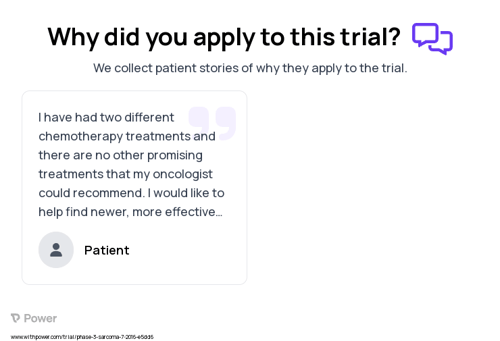 Sarcoma Patient Testimony for trial: Trial Name: NCT02815995 — Phase 2