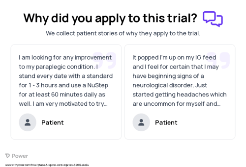 Spinal Cord Injury Patient Testimony for trial: Trial Name: NCT04041063 — Phase 2