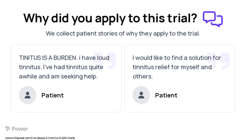 Tinnitus Patient Testimony for trial: Trial Name: NCT03336398 — Phase 2