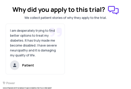 Type 2 Diabetes Patient Testimony for trial: Trial Name: NCT05275400 — Phase 3